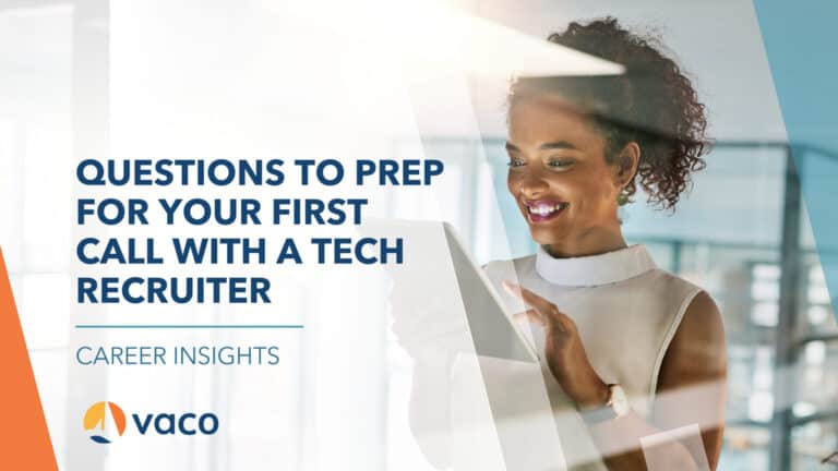 Vaco Blog Graphic - questions to prep for a call with a tech recruiter