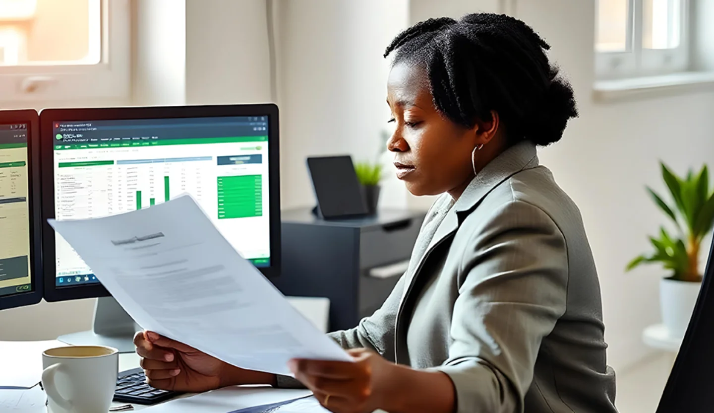Accountant reviewing financial documents